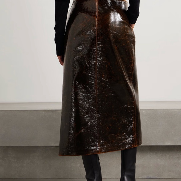 Brandon Maxwell Evelyn Mahogany Brown Maxi Wrap Skirt with Slit - Picture 4 of 4